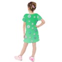Snowflakes Winter Christmas Green Kids  Short Sleeve Velvet Dress View2