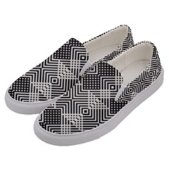 Monochrome Geometric Herringbone Seamless Pattern Vector Men s Canvas Slip Ons by Sudhe