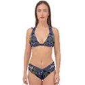 Digital Art Background Yellow Blue Double Strap Halter Bikini Set View1