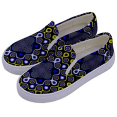 Digital Art Background Yellow Blue Kids  Canvas Slip Ons by Sudhe