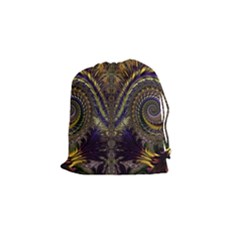 Abstract Fractal Pattern Artwork Drawstring Pouch (small) by Sudhe