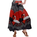 In Love, Wonderful Black And White Swan On A Heart Satin Palazzo Pants View1