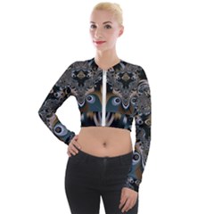 Fractal Art Artwork Design  Art Long Sleeve Cropped Velvet Jacket by Pakrebo