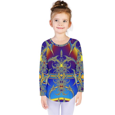 Abstract Art Design Digital Art Kids  Long Sleeve Tee by Pakrebo