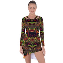 Fractal Art Artwork Design Art Pattern Asymmetric Cut-out Shift Dress by Pakrebo