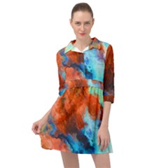 Orange Blue Texture                        Mini Skater Shirt Dress by LalyLauraFLM