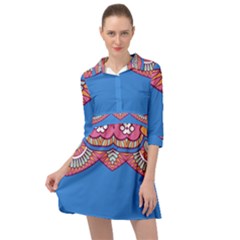 Shapes On A Blue Background                        Mini Skater Shirt Dress by LalyLauraFLM