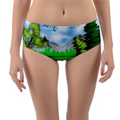 Digital Art Artwork Drawing Reversible Mid-waist Bikini Bottoms by Wegoenart