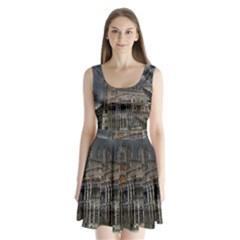 Castle Mansion Architecture House Split Back Mini Dress  by Wegoenart