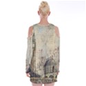 London Westminster Bridge Building Velvet Long Sleeve Shoulder Cutout Dress View2