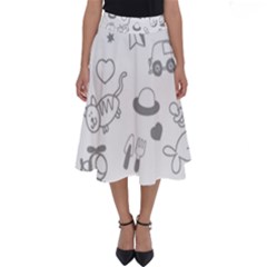 Children Drawings Baby Fish Cat Perfect Length Midi Skirt by Wegoenart