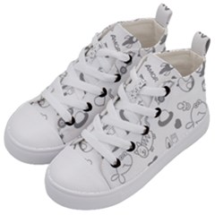 Children Drawings Baby Fish Cat Kids  Mid-top Canvas Sneakers by Wegoenart