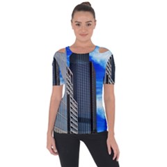 Architecture Frankfurt Houses Shoulder Cut Out Short Sleeve Top by Wegoenart