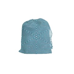 Lines Blue Repeating Textile Drawstring Pouch (small) by Wegoenart