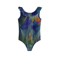 Mountains Abstract Mountain Range Kids  Frill Swimsuit by Wegoenart