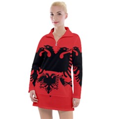 Albania Flag Women s Long Sleeve Casual Dress by FlagGallery