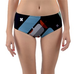 Satellite Machine Space Dark Reversible Mid-waist Bikini Bottoms by Pakrebo