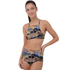 Castle Fantasy Landscape Stormy High Waist Tankini Set by Pakrebo