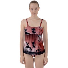 Little Fairy Dancing In The Night Twist Front Tankini Set by FantasyWorld7