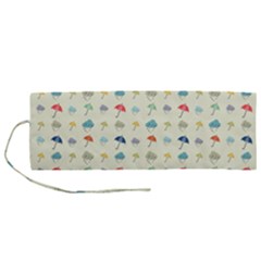 Clouds And Umbrellas Seasons Pattern Roll Up Canvas Pencil Holder (m) by Pakrebo
