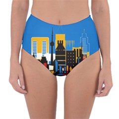 Architecture City House Window Reversible High-waist Bikini Bottoms by Pakrebo