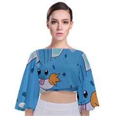 Patokip Tie Back Butterfly Sleeve Chiffon Top by MuddyGamin9