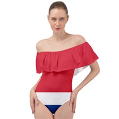 Costa Rica Flag Off Shoulder Velour Bodysuit  by FlagGallery
