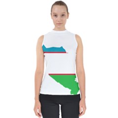 Borders Country Flag Geography Map Mock Neck Shell Top by Sapixe