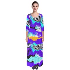 Paint On A Purple Background                                  Quarter Sleeve Maxi Dress by LalyLauraFLM