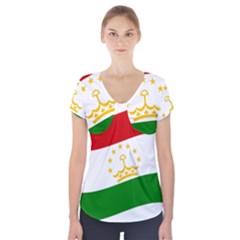 Flag Iran Tajikistan Afghanistan Short Sleeve Front Detail Top by Sapixe