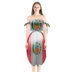 Peru Flag Country Symbol Nation Shoulder Tie Bardot Midi Dress by Sapixe