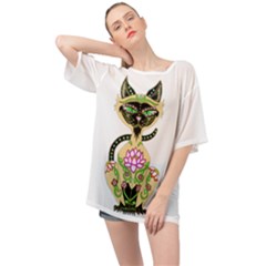 Siamese Sugar Skull Oversized Chiffon Top by retrotoomoderndesigns