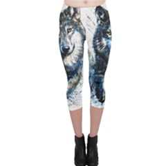 Gray Wolf - Forest King Capri Leggings  by kot737