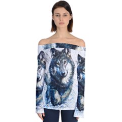 Gray Wolf - Forest King Off Shoulder Long Sleeve Top by kot737