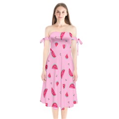 Summer Shoulder Tie Bardot Midi Dress by scharamo