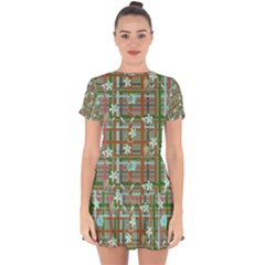 Textile Fabric Drop Hem Mini Chiffon Dress by HermanTelo