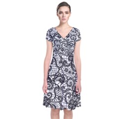 Encaje Short Sleeve Front Wrap Dress by Sobalvarro