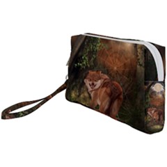 Awesome Wolf In The Darkness Of The Night Wristlet Pouch Bag (small) by FantasyWorld7