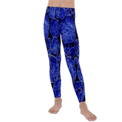 Neon Abstract Cobalt Blue Wood Kids  Lightweight Velour Leggings by Bajindul