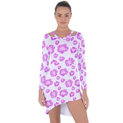 Pink Flower Asymmetric Cut-out Shift Dress by scharamo