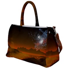Galaxy Galaxies Bump Together Lava Duffel Travel Bag by Simbadda