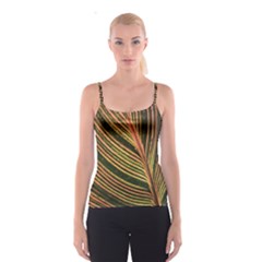 Leaf Patten Lines Colorful Plant Spaghetti Strap Top by Simbadda