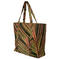 Leaf Patten Lines Colorful Plant Zip Up Canvas Bag by Simbadda