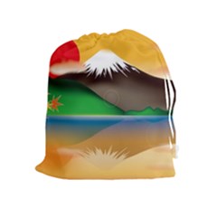 Mount Fuji Japan Lake Sun Sunset Drawstring Pouch (xl) by Simbadda