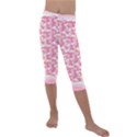 Peony Pattern Pink Scrapbookin Kids  Lightweight Velour Capri Leggings  View1