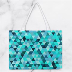 Teal Triangles Pattern Zipper Medium Tote Bag by LoolyElzayat