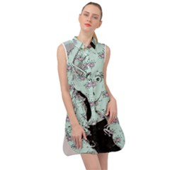 Wide Eyed Girl Sleeveless Shirt Dress by snowwhitegirl