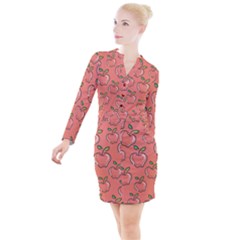 Fruit Apple Button Long Sleeve Dress by HermanTelo