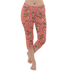 Fruit Apple Lightweight Velour Capri Yoga Leggings by HermanTelo