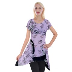 Wide Eyed Girl Lilac Short Sleeve Side Drop Tunic by snowwhitegirl